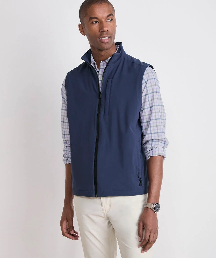 Vineyard Vines Men's Large Blue Mariner Soft Shell Performance Vest Preppy R5-6